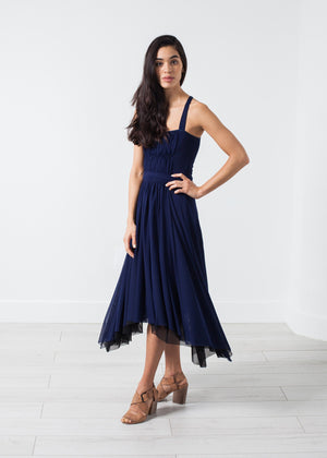 Ruched Party Dress in Navy