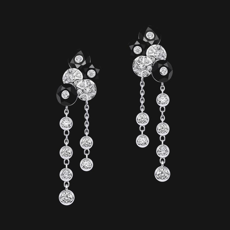 14k Dangling Obsidian Earrings
