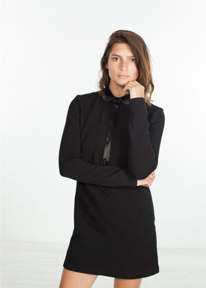 Fleece Jersey Dress in Black