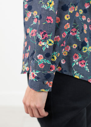 Long Sleeve Blouse in Black/Floral