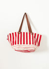 Woven Oversized Tote in Red Stripe